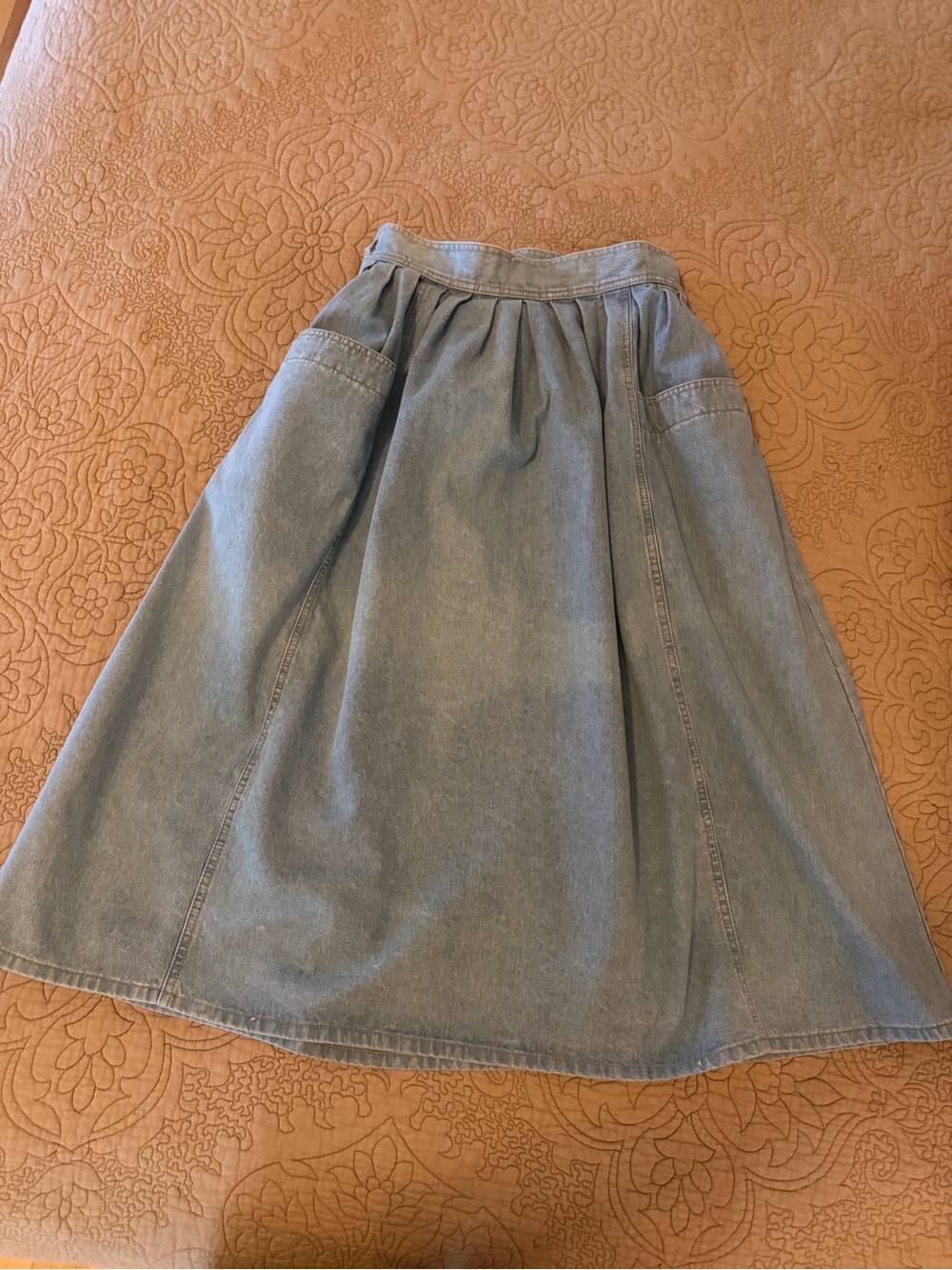 VTG 80s 90s LizWear Denim High Waist Full Pleated Skirt Cottagecore Prairie, M - Picture 7 of 15